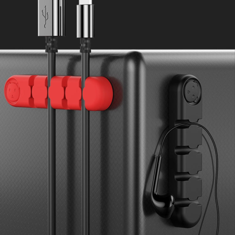 5 PCS 4 Holes Bear Silicone Desktop Data Cable Organizing And Fixing Device(White)