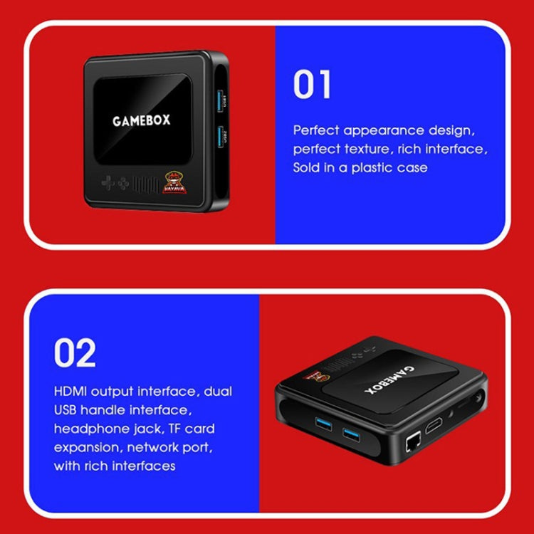 GD10 256G Built-In 60000+ Games Dual System Set-Top Box 3D Home 4K HD TV Game Console Box AU Plug(Black)