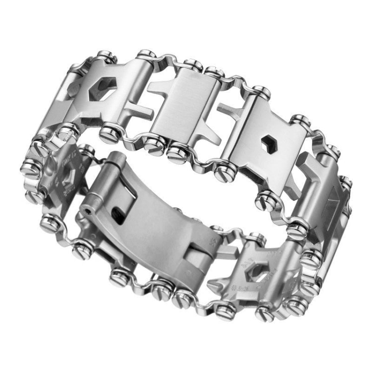 Multifunctional Stainless Steel Outdoor Survive Tool Bracelet for Men(Wide Silver) - Emergency Tools by PMC Jewellery | Online Shopping South Africa | PMC Jewellery | Buy Now Pay Later Mobicred