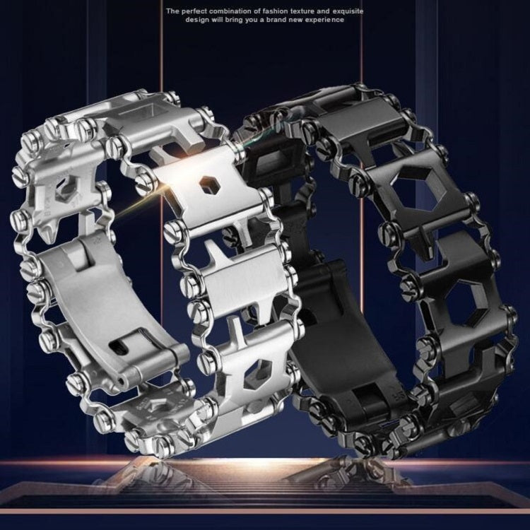 Multifunctional Stainless Steel Outdoor Survive Tool Bracelet for Men(Wide Silver) - Emergency Tools by PMC Jewellery | Online Shopping South Africa | PMC Jewellery | Buy Now Pay Later Mobicred