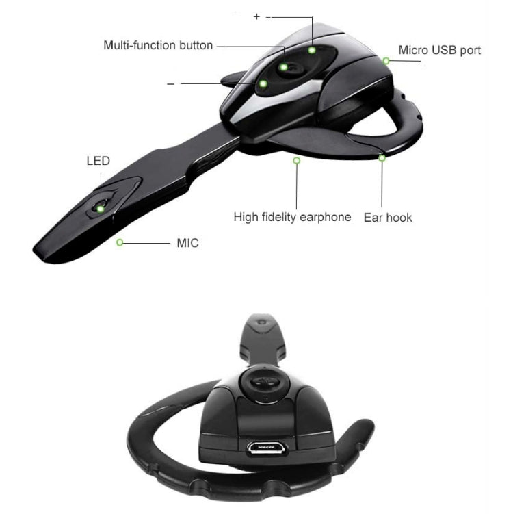 ex-01 Bluetooth 4.1 Business Hanging Ear Bluetooth Earphone(Black)
