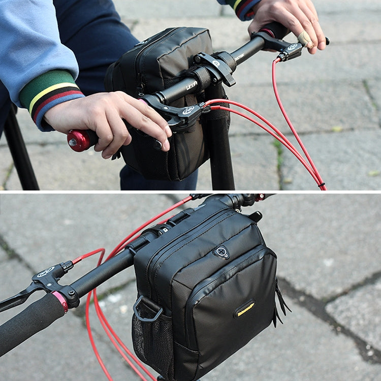 Rhinowalk Bicycle Front Bag Waterproof Handlebar Bag Folding Bike Front Bag Large Capacity Riding Bag(Matt Black) - Bicycle Bags by Rhinowalk | Online Shopping South Africa | PMC Jewellery | Buy Now Pay Later Mobicred