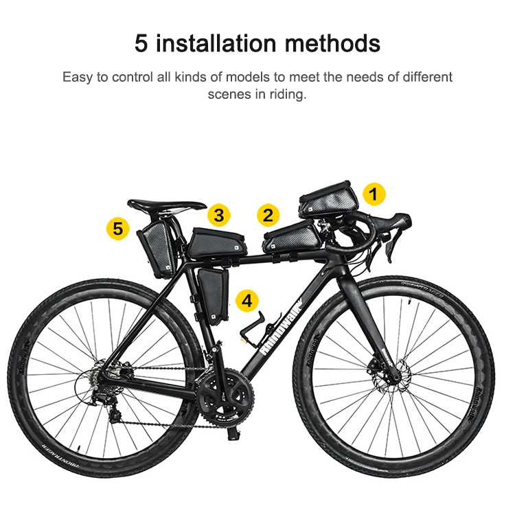 Rhinowalk Bicycle Front Tube Bag Waterproof Mobile Phone Touch Screen Multi-function Bicycle Handlebar Bag(Matt Black) - free shipping - PMC Jewellery - Order now!