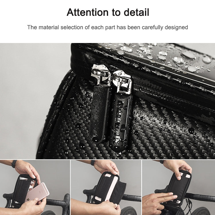 Rhinowalk Bicycle Front Tube Bag Waterproof Mobile Phone Touch Screen Multi-function Bicycle Handlebar Bag(Matt Black) - free shipping - PMC Jewellery - Order now!