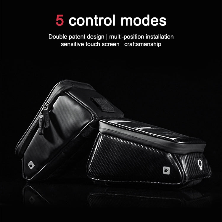 Rhinowalk Bicycle Front Tube Bag Waterproof Mobile Phone Touch Screen Multi-function Bicycle Handlebar Bag(Matt Black) - free shipping - PMC Jewellery - Order now!