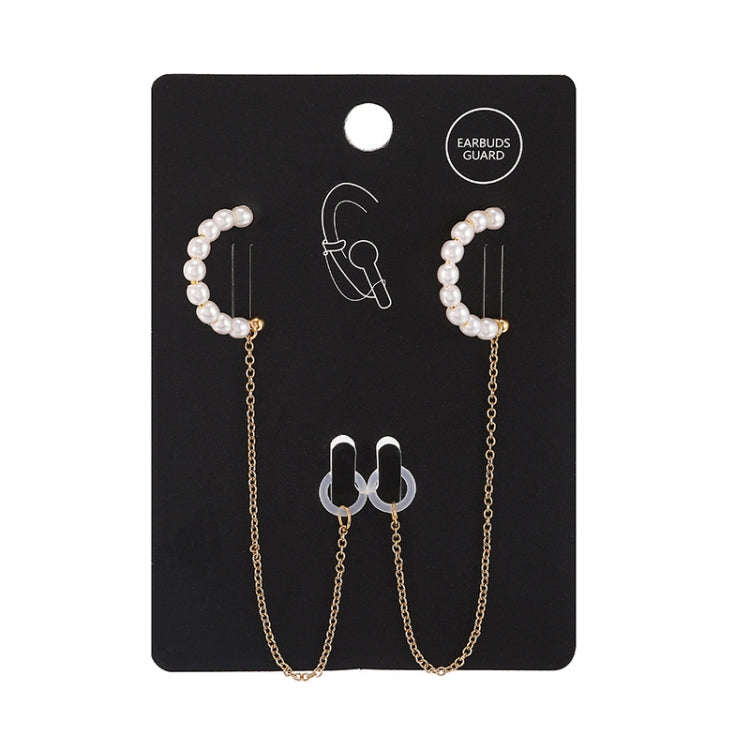 3 PCS Universal Bluetooth Headset Anti-lost C Type Pearl 925 Silver Needle Earring Ear Chain