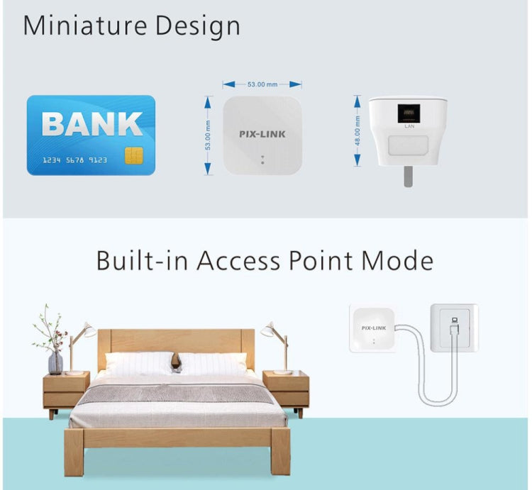 PIXLINK WR12 300Mbps WIFI Signal Amplification Enhanced Repeater, Plug Type:US Plug