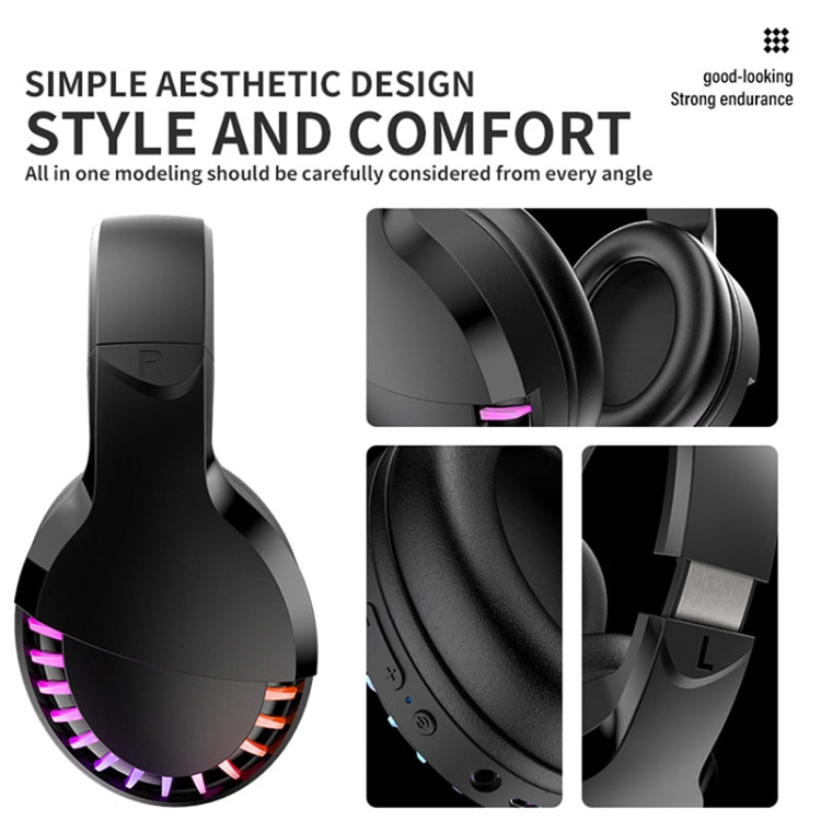 SH33 Bluetooth Wired Dual-mode RGB Headset Mobile Phone Heavy Bass Noise Reduction Gaming Headset( Pink)