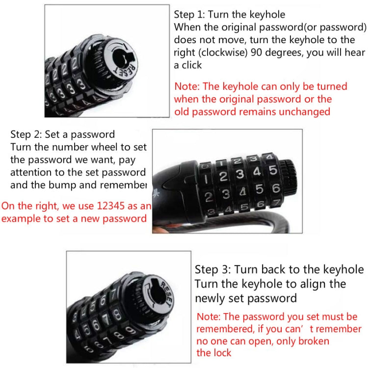 TONYON TY566 Bicycle Lock Five-digit Code Lock Mountain Bike Bar Wire Lock Single Rim Lock(Black) - free shipping - PMC Jewellery - Order now!