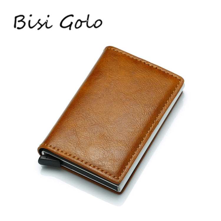Automatic Elastic Card Type Anti-magnetic RFID Anti-theft Retro Card Package Universal Leather Metal Wallet(Black) - free shipping - PMC Jewellery - Order now!