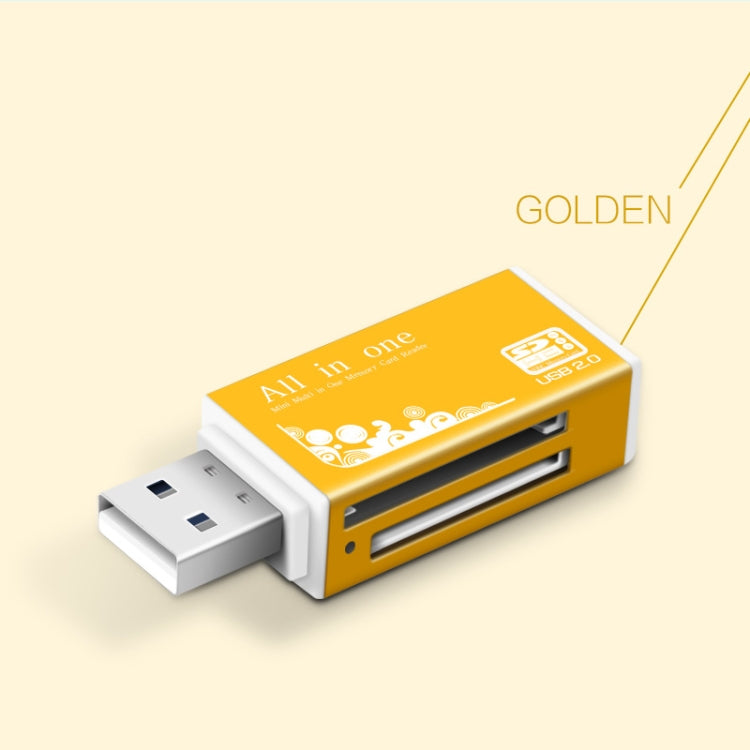 Multi in 1 Memory SD Card Reader for Memory Stick Pro Duo Micro SD,TF,M2,MMC,SDHC MS Card(Gold) - by PMC Jewellery | Online Shopping South Africa | PMC Jewellery