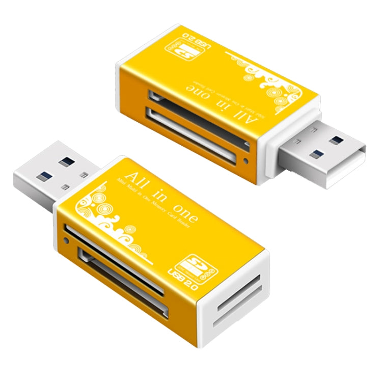 Multi in 1 Memory SD Card Reader for Memory Stick Pro Duo Micro SD,TF,M2,MMC,SDHC MS Card(Gold) - by PMC Jewellery | Online Shopping South Africa | PMC Jewellery