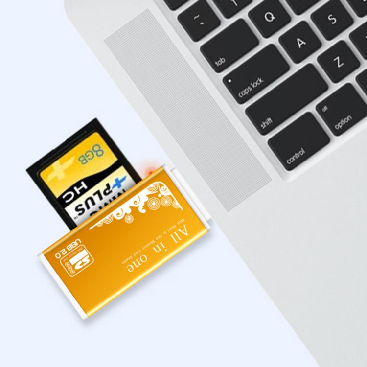 Multi in 1 Memory SD Card Reader for Memory Stick Pro Duo Micro SD,TF,M2,MMC,SDHC MS Card(Gold) - by PMC Jewellery | Online Shopping South Africa | PMC Jewellery