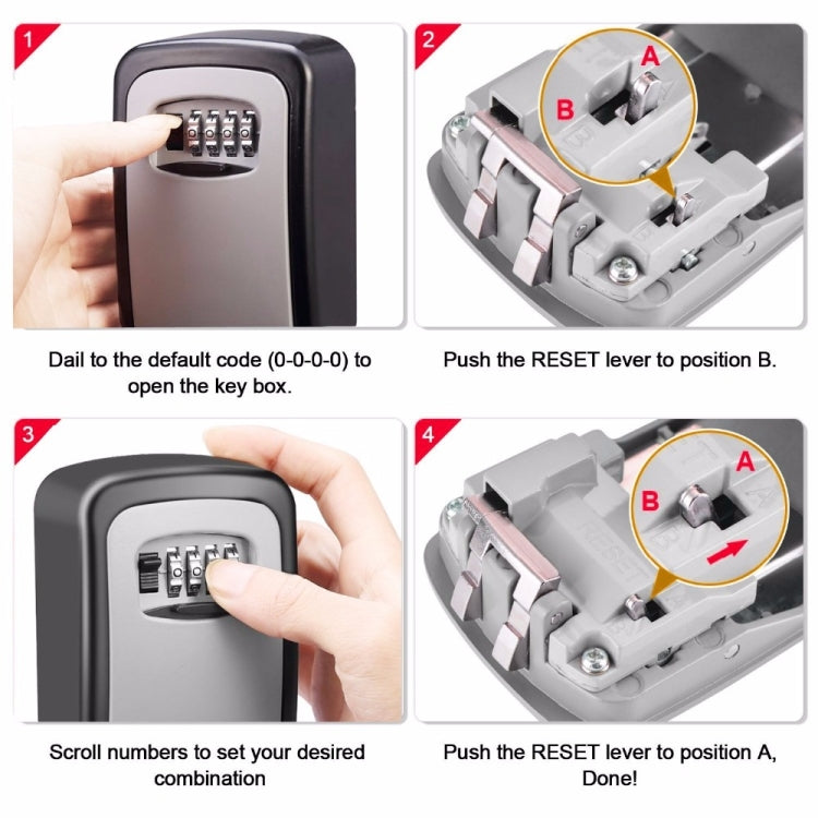 Safety Home Durable Storage Box Key Hider 4 Digit Security Secret Code Lock Wall Mounted Combination Password Keys Box - free shipping - PMC Jewellery - Order now!
