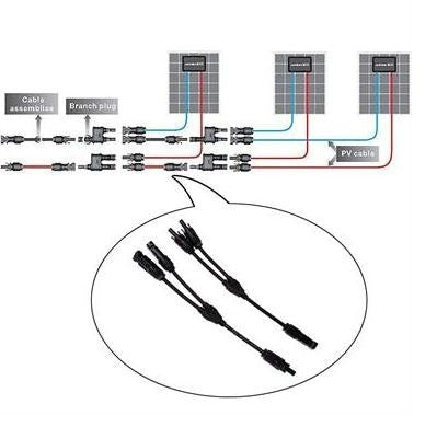 1 Pair MC4 Branch Y Adapter Connectors M/M/F and F/F/M for Solar Panels Cable(mc4)