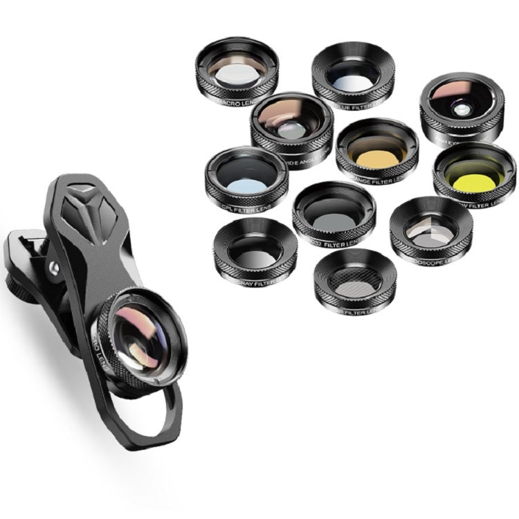 APEXEL APL-DG11 11 in 1 Multifunctional Fisheye Wide-angle Macro Polarized Starlight Gradient Filter Set Universal Mobile Phone Lens Set - free shipping - PMC Jewellery - Order now!