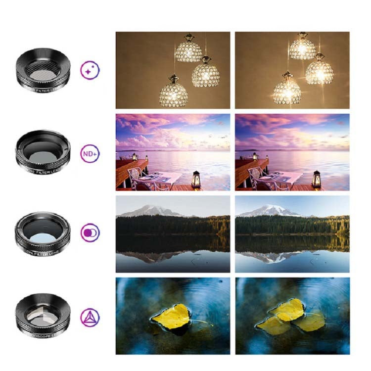 APEXEL APL-DG11 11 in 1 Multifunctional Fisheye Wide-angle Macro Polarized Starlight Gradient Filter Set Universal Mobile Phone Lens Set - free shipping - PMC Jewellery - Order now!