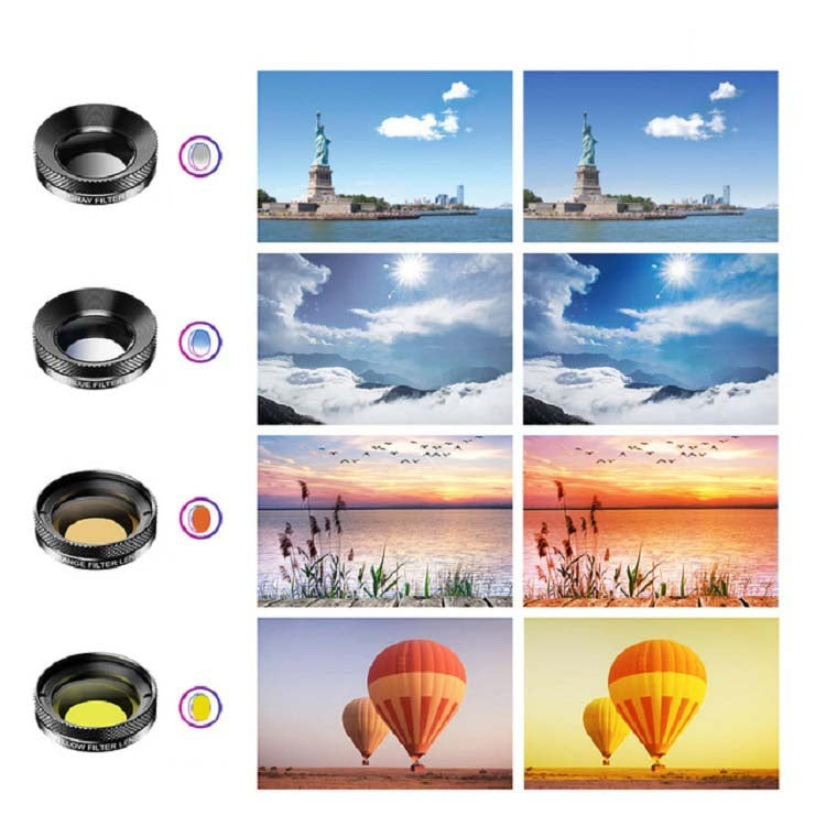 APEXEL APL-DG11 11 in 1 Multifunctional Fisheye Wide-angle Macro Polarized Starlight Gradient Filter Set Universal Mobile Phone Lens Set - free shipping - PMC Jewellery - Order now!