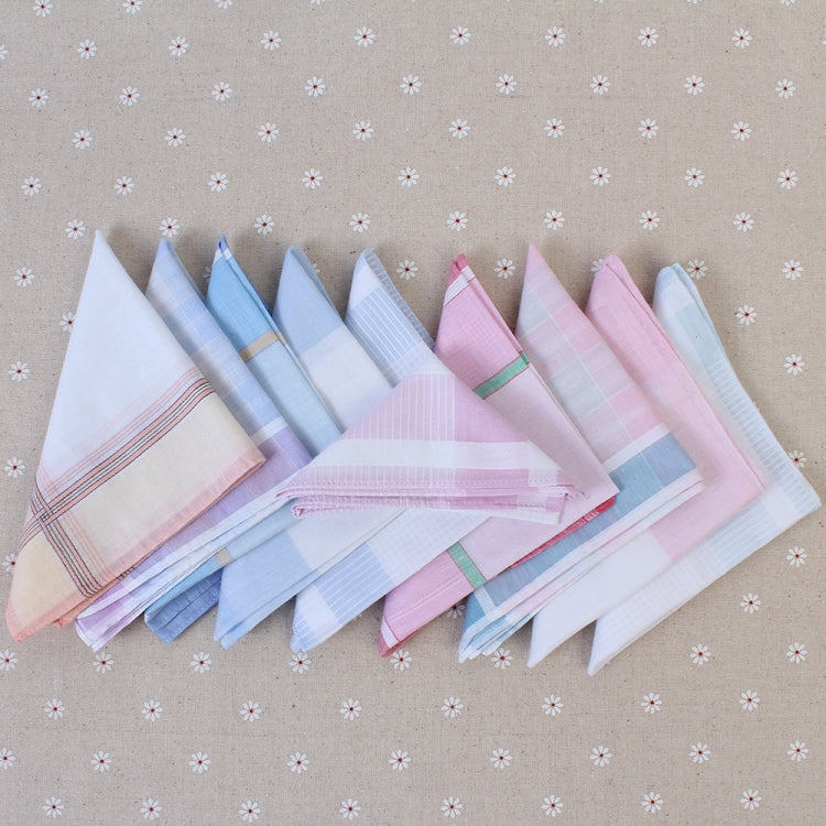 Multicolor Plaid Stripe Men Pocket Squares Business Chest Towel Handkerchiefs 100% Cotton(Random Color)