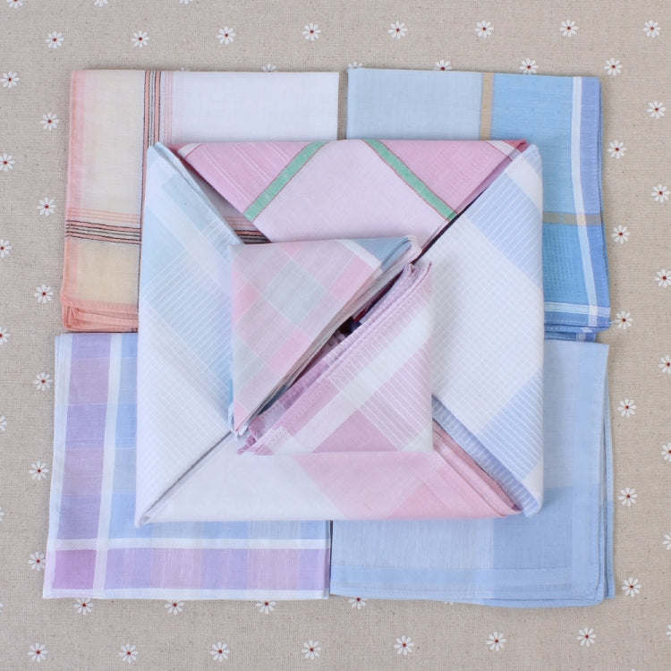 Multicolor Plaid Stripe Men Pocket Squares Business Chest Towel Handkerchiefs 100% Cotton(Random Color)