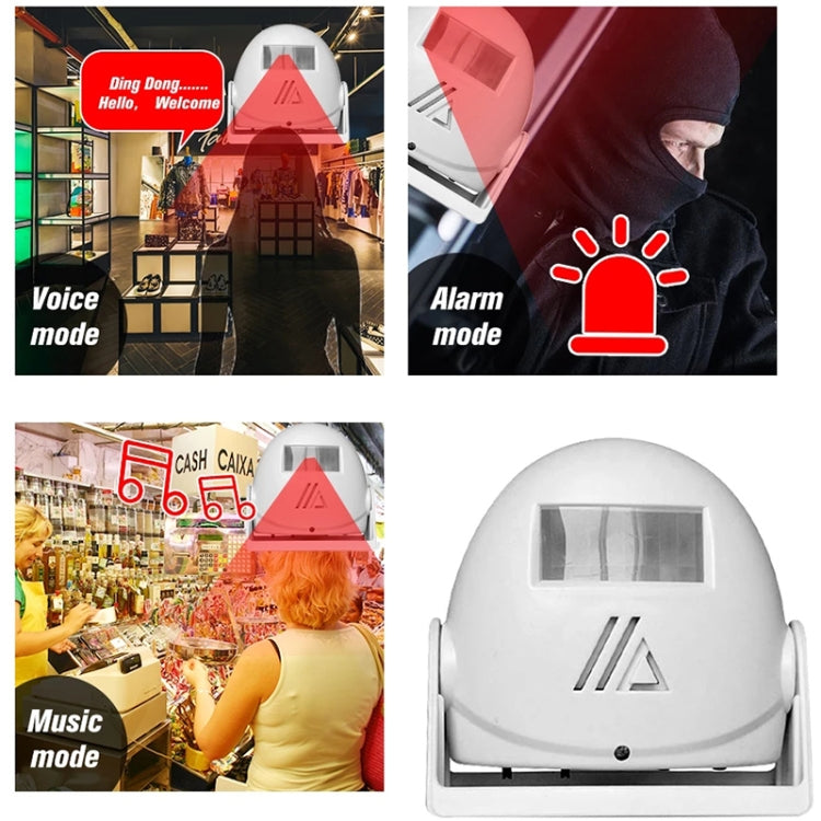 Wireless Intelligent Doorbell Infrared Motion Sensor Voice Prompter Warning Door Bell Alarm(White) - free shipping - PMC Jewellery - Order now!
