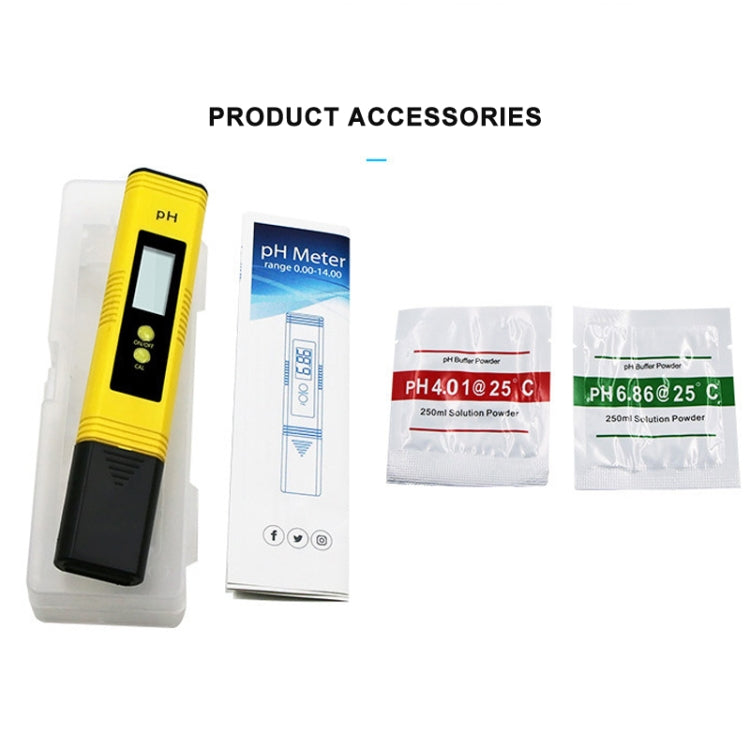 Portable High-precision PH Test Pen PH Acidity Meter PH Water Quality Detection Instrument(Yellow)