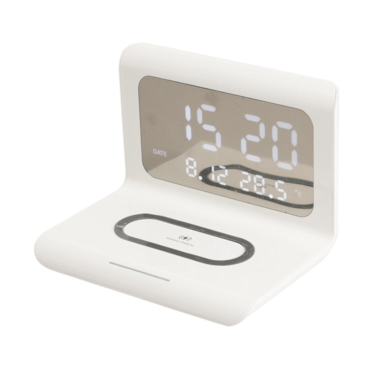 RT1 10W QI Universal Multi-function Mobile Phone Wireless Charger with Alarm Clock & Time / Calendar / Temperature Display(White)