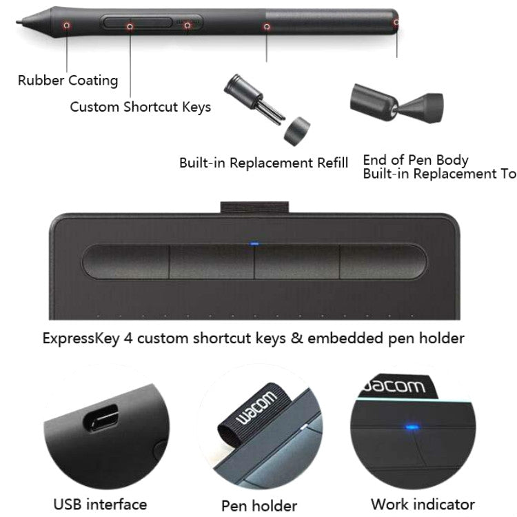 Wacom CTL-4100 Tablet Intuos Hand-Painted Board Computer Drawing Board Handwriting Board