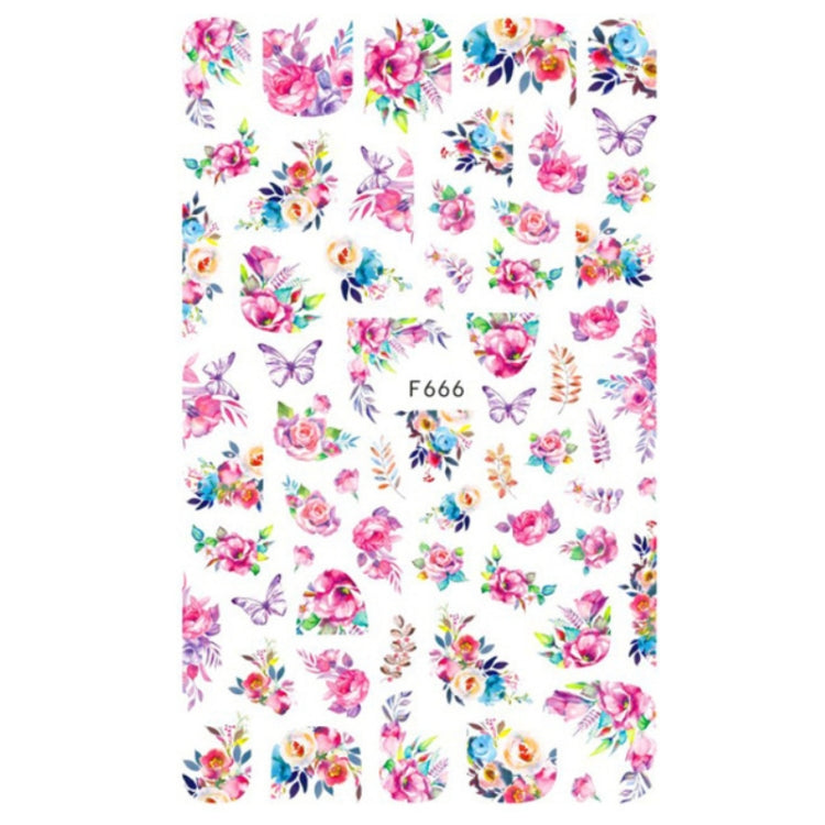 10pcs 3D Adhesive Butterfly Retro Rose Color Nail Art Sticker(F-666)