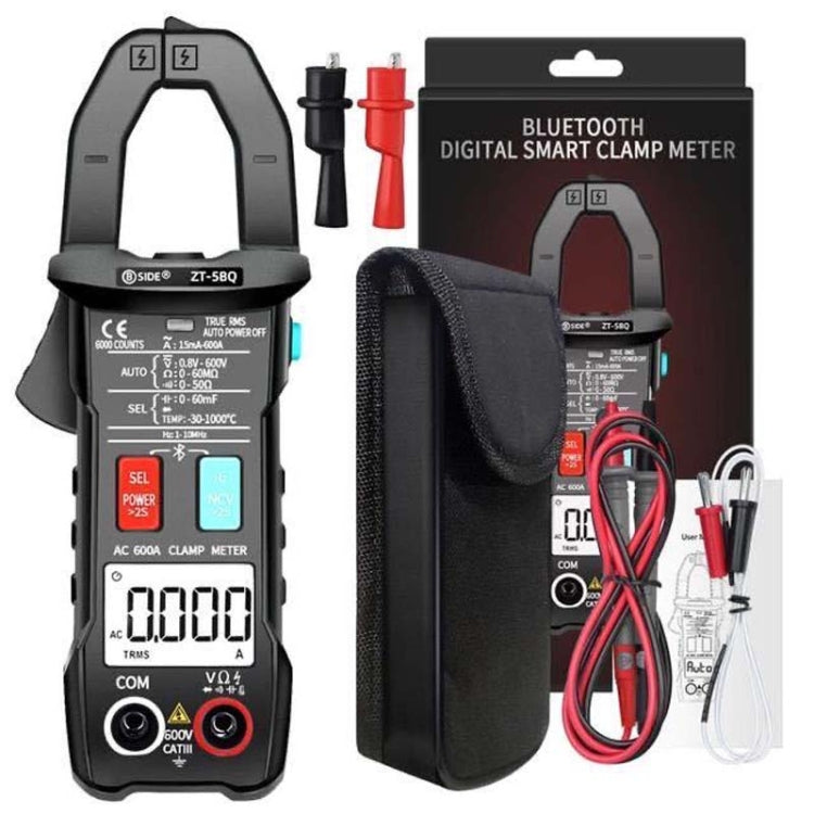 BSIDE Bluetooth 5.0 6000 Words High Precision Smart AC Clamp Meter, Specification: ZT-5BQ+C3140 Clip