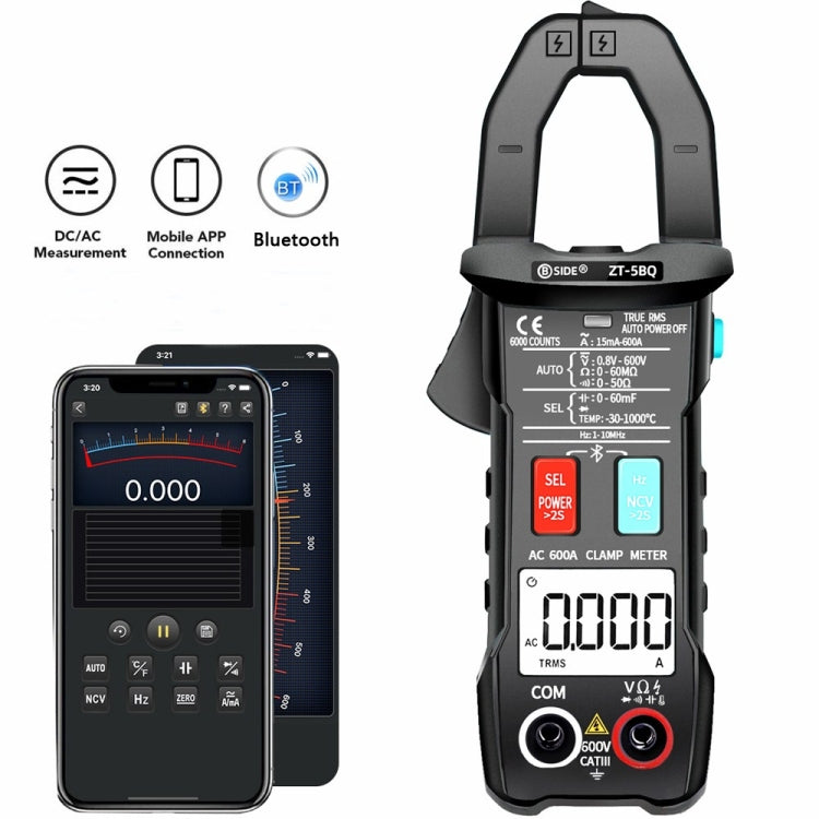 BSIDE Bluetooth 5.0 6000 Words High Precision Smart AC Clamp Meter, Specification: ZT-5BQ+C3140 Clip - free shipping - PMC TechLife - Order now!