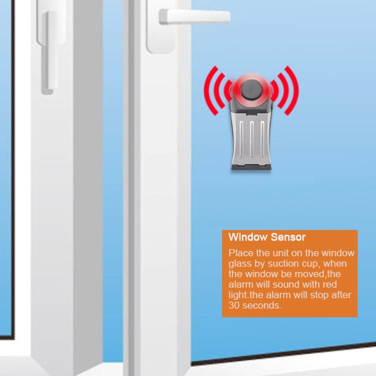 MSA-803 Window Vibration Alarm Door Stopper Flashing Light Burglar Alarm(White)