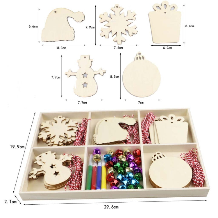 Christmas Creative DIY Decoration Gift Set Handmade Wood Chip Pendant, Style:JM02040