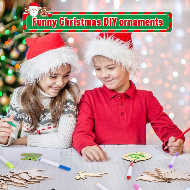 Christmas Creative DIY Decoration Gift Set Handmade Wood Chip Pendant, Style:JM02040