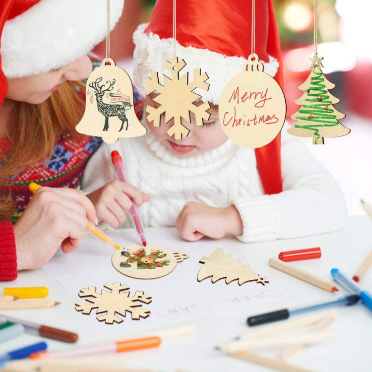 Christmas Creative DIY Decoration Gift Set Handmade Wood Chip Pendant, Style:JM02040