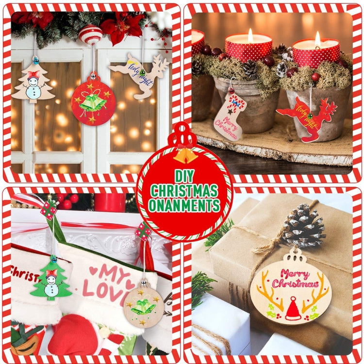 Christmas Creative DIY Decoration Gift Set Handmade Wood Chip Pendant, Style:JM02040