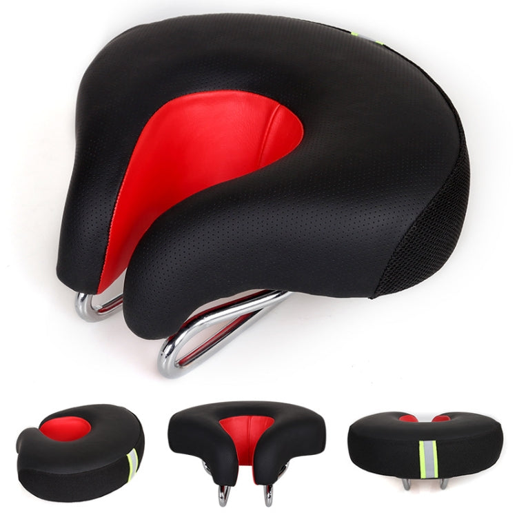 Noseless Bicycle Saddle Mountain Bike Thickened Soft Cushion(Red)