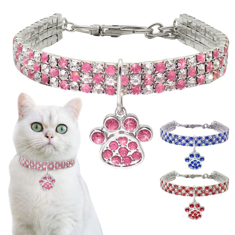 Pet Collar Diamond Elastic Cat And Dog Necklace Jewelry, Size:M(White)