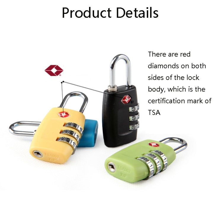 Customs Luggage Lock Overseas Travel Luggage Zipper Lock Plastic TSA Code Lock(Black) - Padlocks by PMC Jewellery | Online Shopping South Africa | PMC Jewellery | Buy Now Pay Later Mobicred