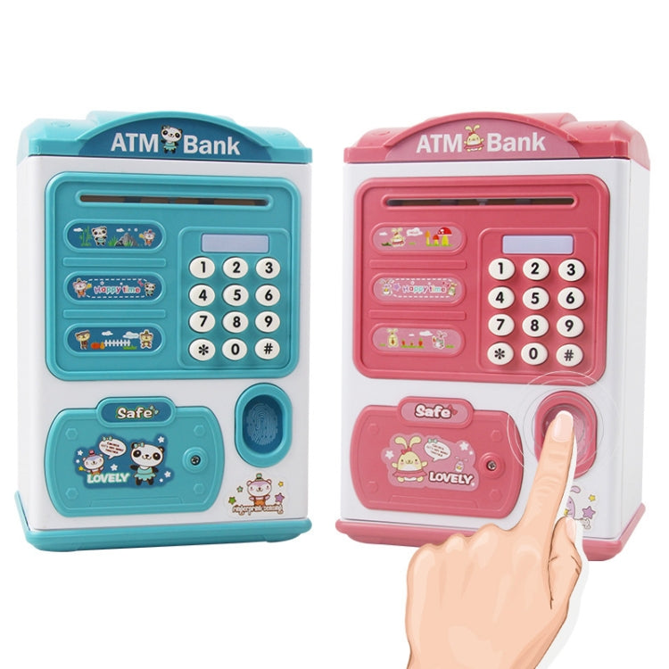 Simulation Password Fingerprint Sensor Unlocking Money Box Automatic Roll Money Safe ATM Piggy Bank(Pink) - free shipping - PMC TechLife - Order now!