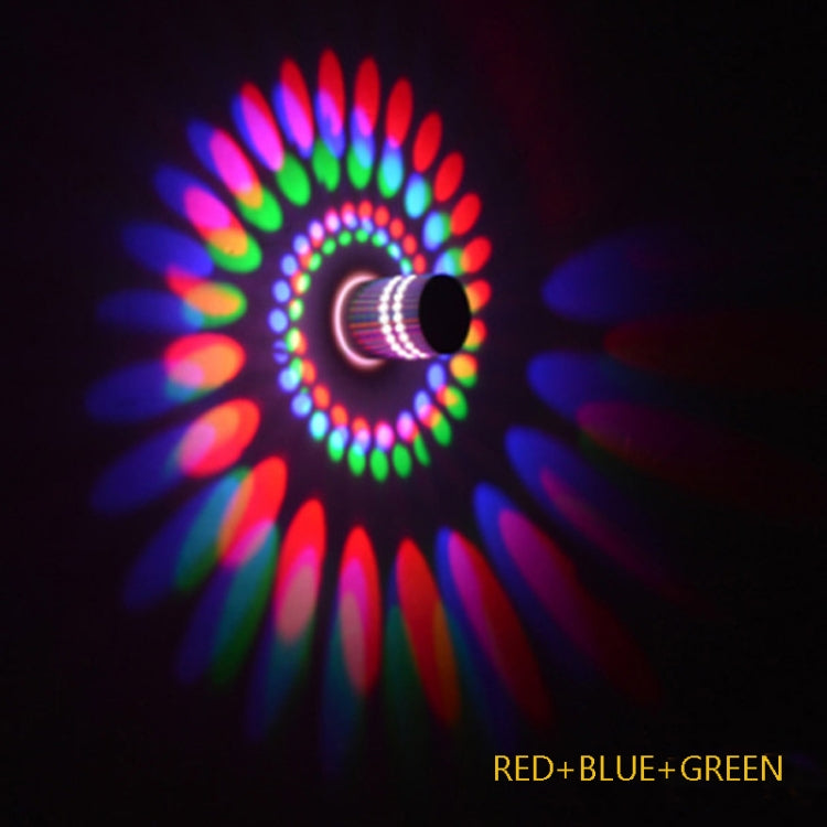 3W Modern Interior Creative Spiral Round Wall Lamp for Club, KTV, Corridor, Aisle, Background Wall Decoration Lamp Wall Mounted(Red+Green+Blue) - by PMC Jewellery | Online Shopping South Africa | PMC Jewellery