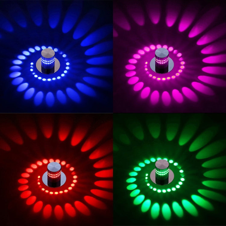 3W Modern Interior Creative Spiral Round Wall Lamp for Club, KTV, Corridor, Aisle, Background Wall Decoration Lamp Wall Mounted(Red+Green+Blue) - by PMC Jewellery | Online Shopping South Africa | PMC Jewellery