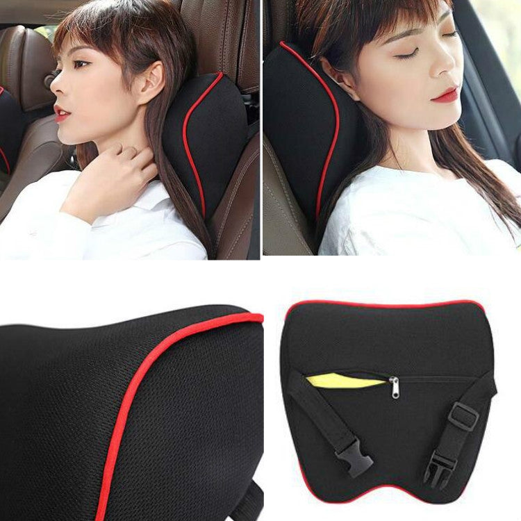 Car Headrest Pillow Neck Pillow Car Memory Foam Cervical Pillow Interior Supplies(Black Brown Edge) - Seat Accessories by PMC TechLife | Online Shopping South Africa | PMC TechLife