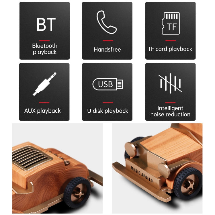 AS60 Retro Car Shape Wooden Subwoofer Mini Wireless Bluetooth Speaker(Dark Wood)