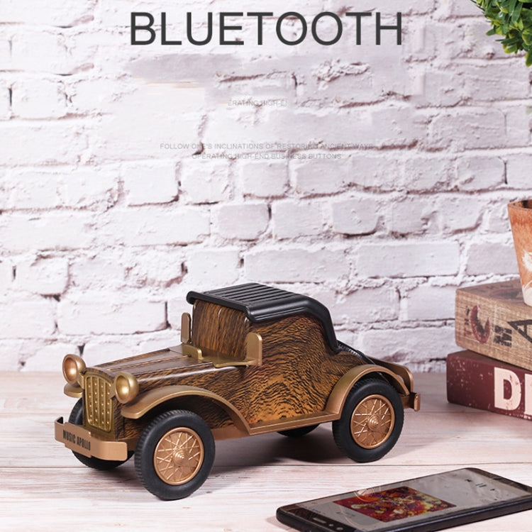 A9 Retro Wood Grain Classic Car Shape Wireless Bluetooth Speaker Subwoofer Radio Portable Mobile Phone Stand Mini Speaker(Rose Pear)