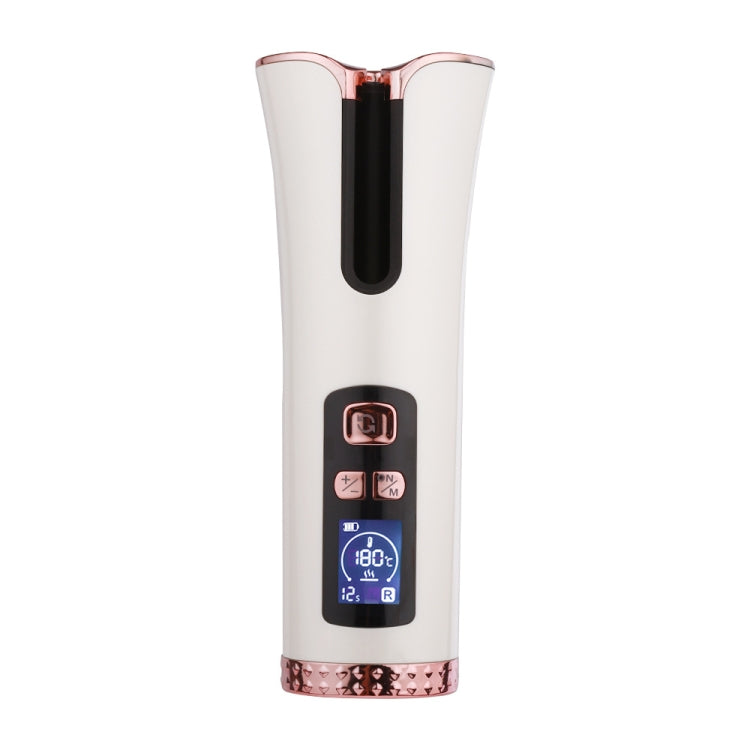USB Charging Automatic Rotating Curling Iron Portable Wireless Travel Curling Iron(White)
