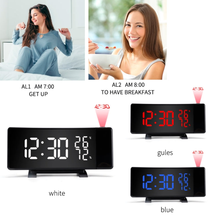 Three-color Projection Radio Alarm Clock USB Digital Alarm Clock Thermometer & Hygrometer - free shipping - PMC Jewellery - Order now!