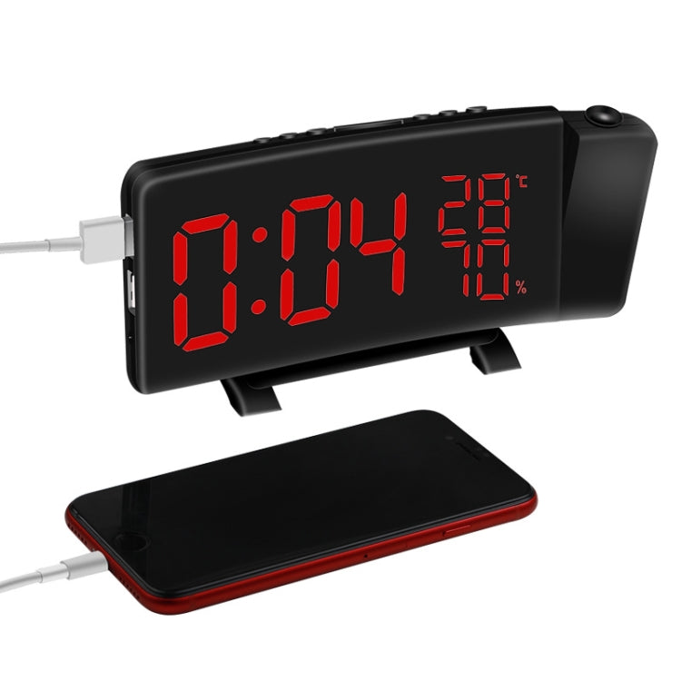 Three-color Projection Radio Alarm Clock USB Digital Alarm Clock Thermometer & Hygrometer - free shipping - PMC Jewellery - Order now!