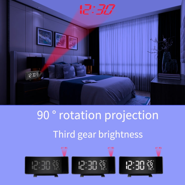 Three-color Projection Radio Alarm Clock USB Digital Alarm Clock Thermometer & Hygrometer - free shipping - PMC Jewellery - Order now!
