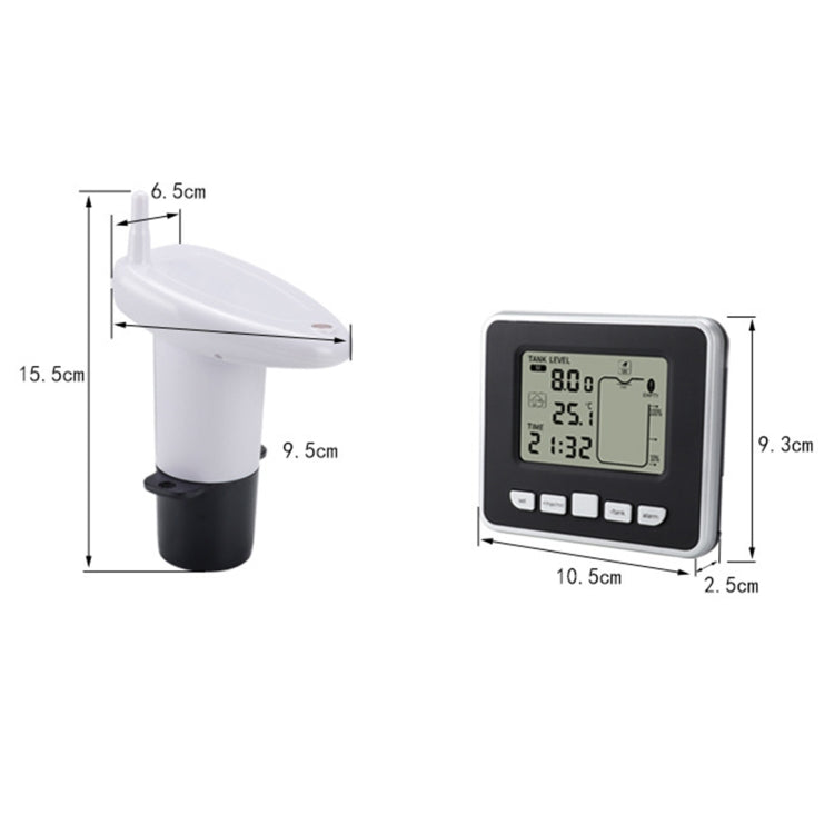 TS-FT002 Multifunctional Ultrasonic Electronic Water Tank Level Gauge With Indoor Temperature Thermometer Clock Display Water Level Gauge - free shipping - PMC Jewellery - Order now!